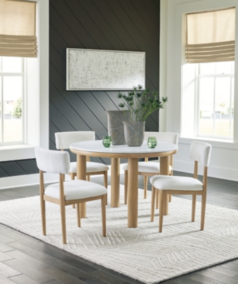 Sawdyn Dining Table and 4 Chairs, Light Brown, rollover