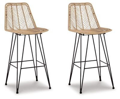 Angentree Bar Height Woven Seat Bar Stool | Ashley