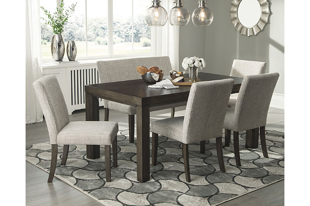 Deylin Dining Table And 4 Chairs, Casual Dining Room Sets With Bench