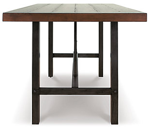 Kavara counter height table elevates industrial-chic style in such a tantalizing way. It might look naturally weatherworn, but the replicated design provides the strength and durability of modern materials. Smaller scale is ideally suited for high-style homes that are short on space.Made of veneers, wood, engineered wood and metal | Distressed finish | Seats up to 6 | Assembly required | Dining chairs sold separately | Estimated Assembly Time: 15 Minutes