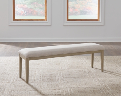 D486-00 Vallardia 56 Upholstered Dining Bench, Light Grayi sku D486-00