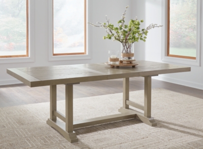 Vallardia Dining Extension Table, Light Grayish Brown, Wood