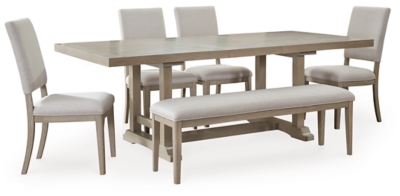 Vallardia Dining Table and 4 Chairs and Bench, , large