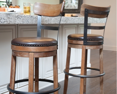 Pinnadel Bar Height Bar Stool, Light Brown, large