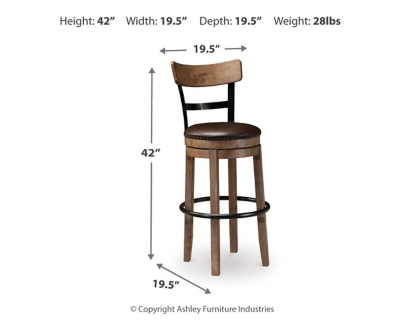 Pinnadel Bar Height Bar Stool, Light Brown, large