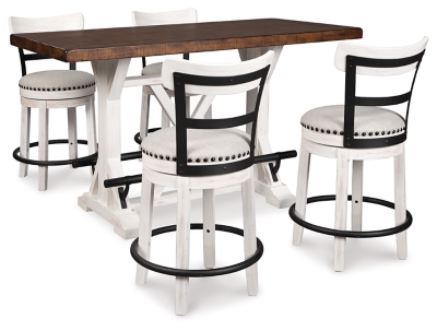 Valebeck Counter Height Dining Table and 4 Barstools, White