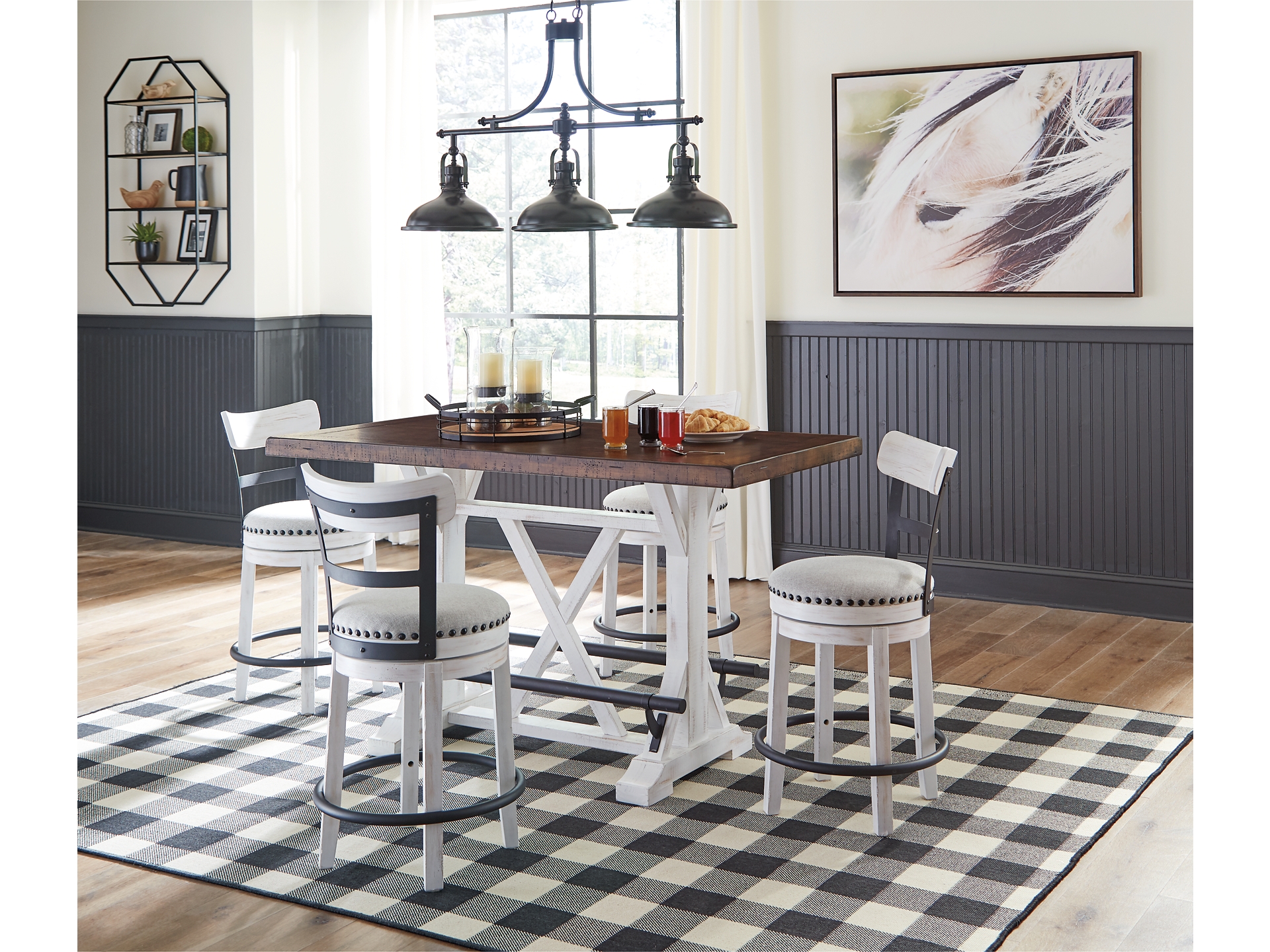 Image 0 of Valebeck Counter Height Dining Table and 4 Barstools