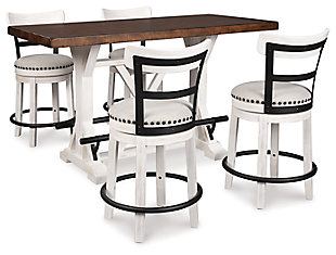 Valebeck Counter Height Dining Table and 4 Barstools, White, large