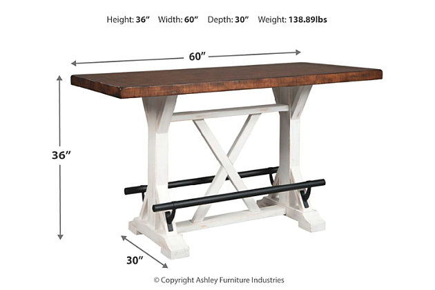 Valebeck Counter Height Dining Table, Bar Height Dining Table Dimensions