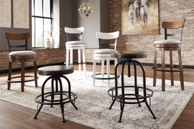 Valebeck Counter Height Upholstered Swivel Bar Stool with Contoured Back