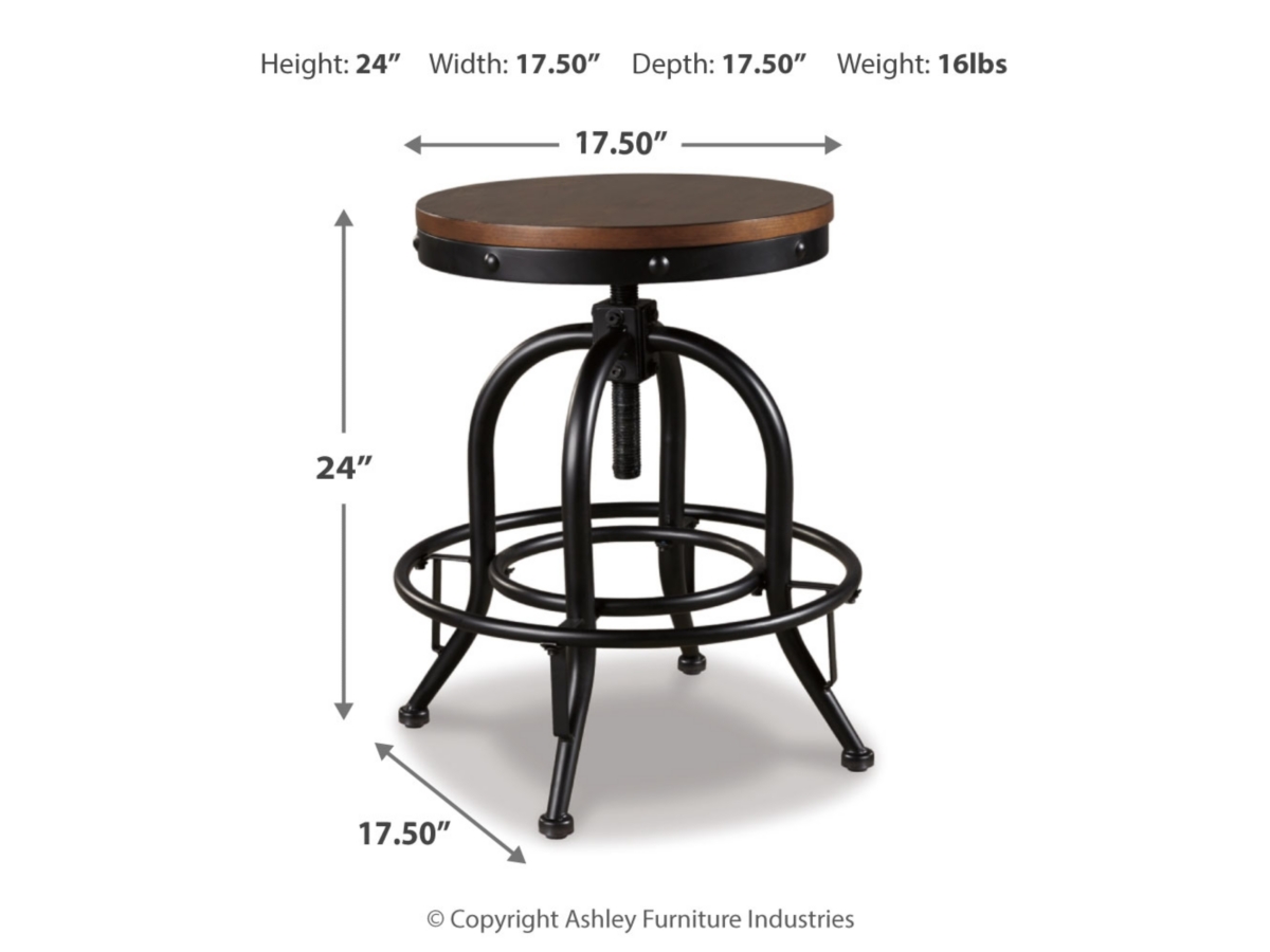 Valebeck Adjustable Height Stool - Brown/Black - (D546-224)