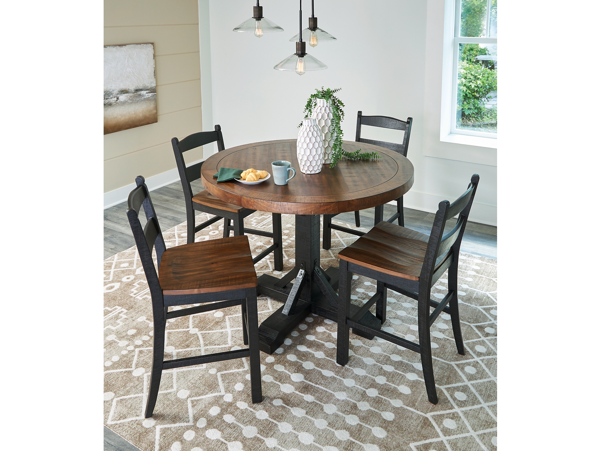 Image 1 of Valebeck Counter Height Dining Table and 4 Barstools round 