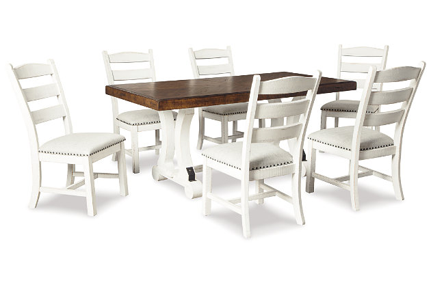 Valebeck Dining Table And 6 Chairs Set, White Dining Room Chairs Set Of 6