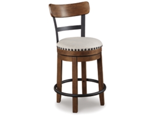Valebeck Counter Height Upholstered Swivel Bar Stool with Contoured Back