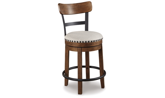 Valebeck Counter Height Upholstered Swivel Bar Stool with Contoured Back