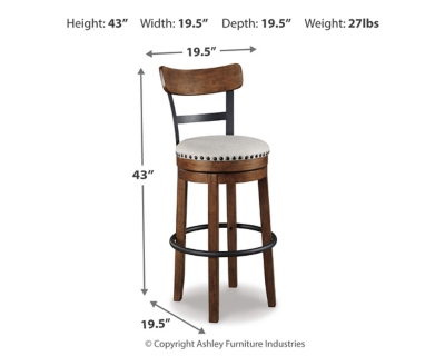 Valebeck Bar Height Bar Stool, Brown, large