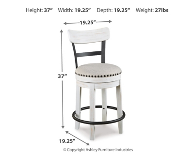 Valebeck Counter Height Bar Stool, White, large