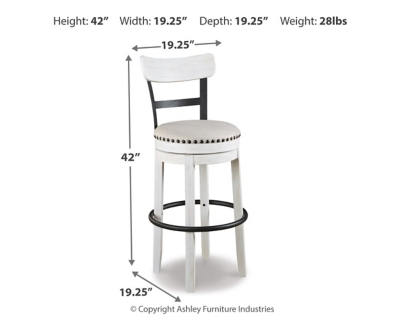 Valebeck Bar Height Bar Stool, White, large