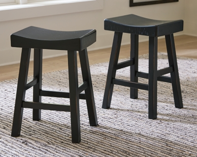 Glosco Counter Height Contoured Seat Bar Stool (Set of 2), Black