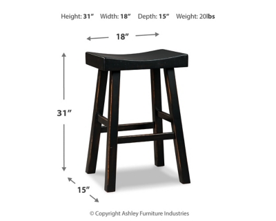 Glosco Pub Height Bar Stool, Black, large