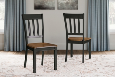 Owingsville Slat Back Dining Chair (Set of 2), Black/Brown