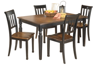 Owingsville Dining Table and 4 Chairs, Black/Brown