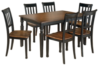 Owingsville Dining Table and 6 Chairs, Black/Brown