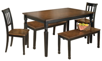 Owingsville Dining Table and 2 Chairs and 2 Benches | Ashley