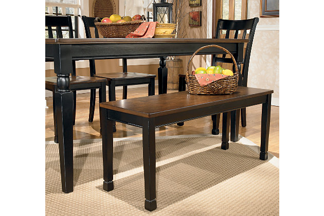 A welcome seating solution for the table or any room in the home. Owingsville's contrasting seat and legs complement a plenitude of spaces and design schemes.Made of veneers, wood and engineered wood | Assembly required | Two-tone finish
