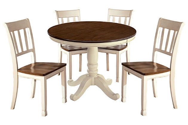 Whitesburg Dining Table And 4 Chairs, Dining Room Table Round Seats 4