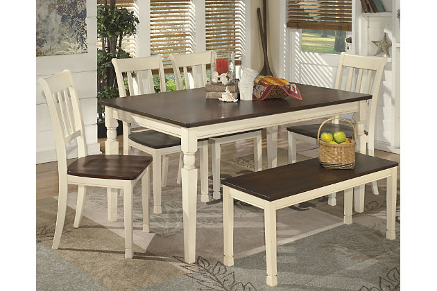 Whitesburg Dining Table And 4 Chairs, Dining Room Set With Bench