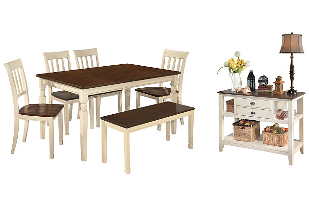 Whitesburg Dining Table And 4 Chairs, Dining Room Table Set With Storage Bench