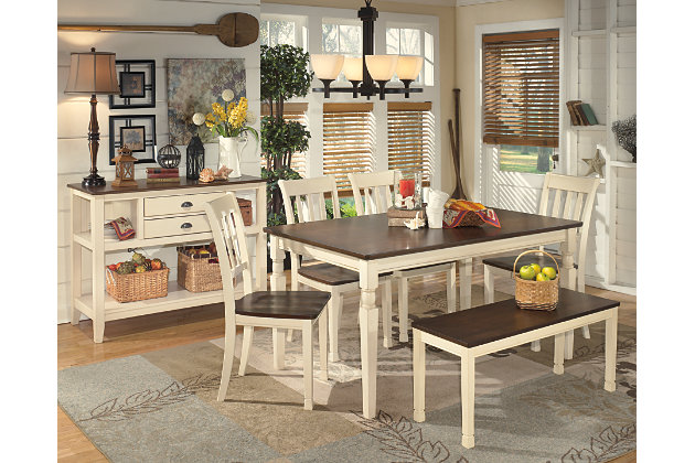 Whitesburg Dining Table And 4 Chairs, Dining Table With Two Chairs And Bench