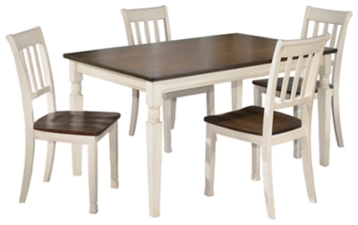 Whitesburg Dining Table and 4 Chairs, Brown/Cottage White, large