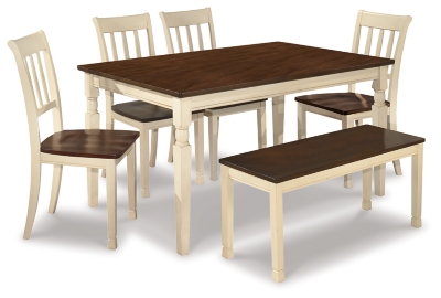 Whitesburg Dining Table and 4 Chairs and Bench, , large