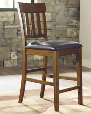 Ralene Counter Height Bar Stool (Set of 2) Leather, Medium Brown