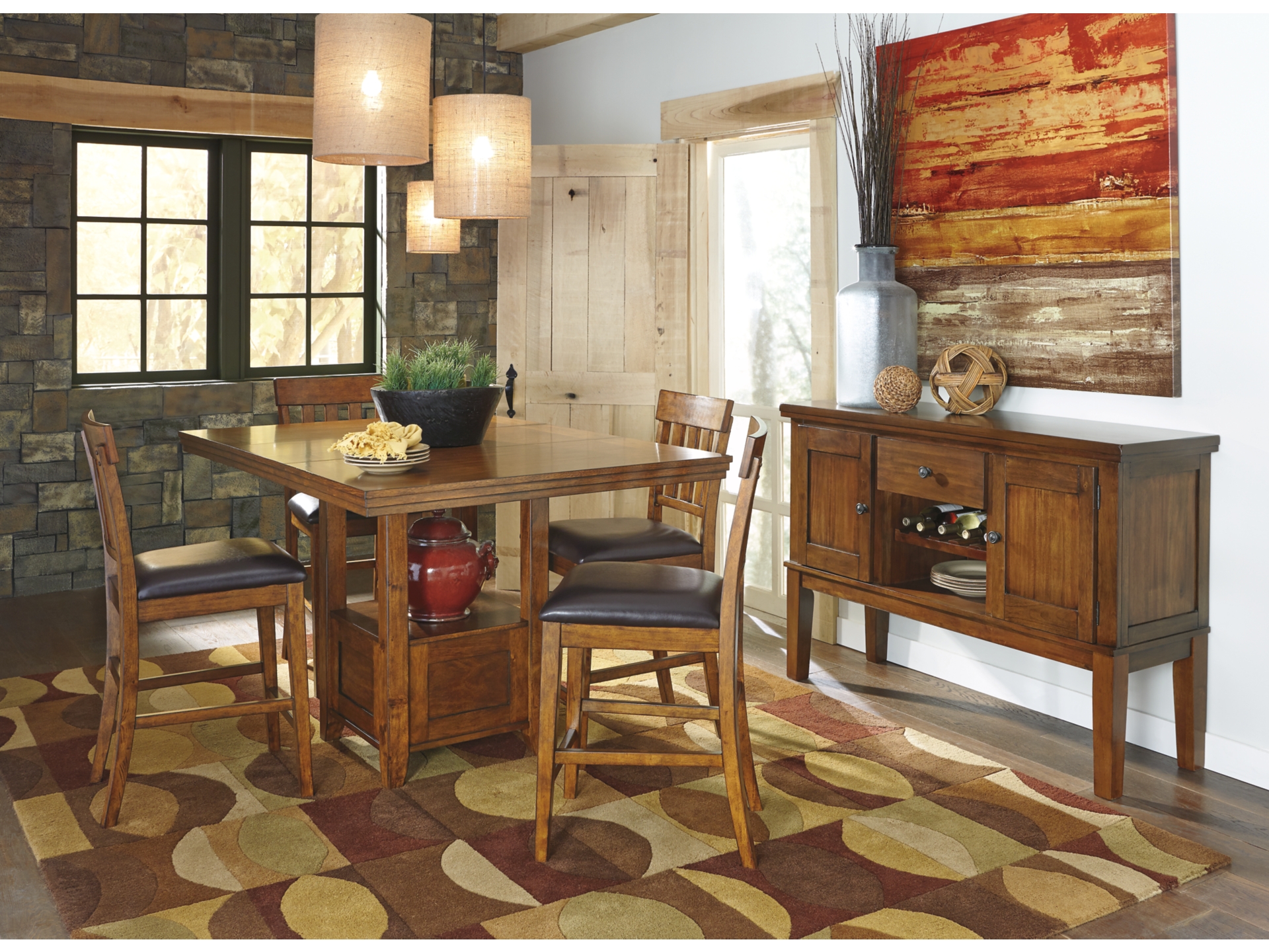 Hallanden Counter Height Dining Table and 4 chair's 3 colors 