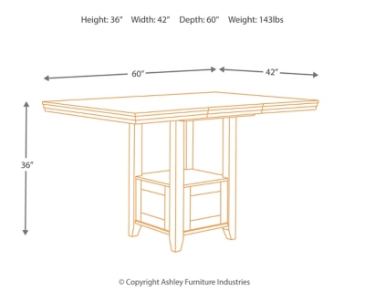 Ralene Counter Height Dining Extension Table, Medium Brown, large