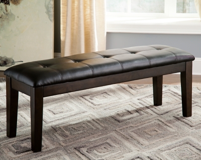 Haddigan 50 Upholstered Dining Bench Leather, Dark Brown