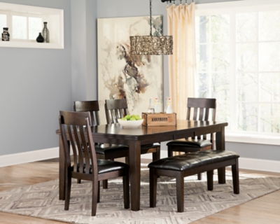 APG-D596-6P Haddigan Dining Table and 4 Chairs and Bench, Dark sku APG-D596-6P