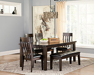 Haddigan Dining Table and 4 Chairs and Bench, , rollover