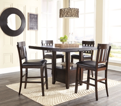 Dark wood high discount top table and chairs