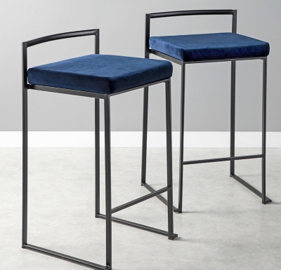 Fuji Stackable Counter Stool (Set of 2), Blue, large