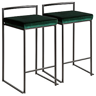 Fuji Stackable Counter Stool (Set of 2), Green, large