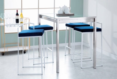 Fuji Stackable Counter Stool (Set of 2), Blue, large