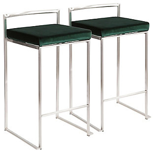 Fuji Stackable Counter Stool (Set of 2), Green, large