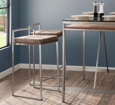 Fuji Stackable Counter Stool (Set of 2), Beige, large