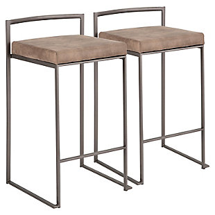 Fuji Industrial Stackable Counter Stool (Set of 2), Brown, large