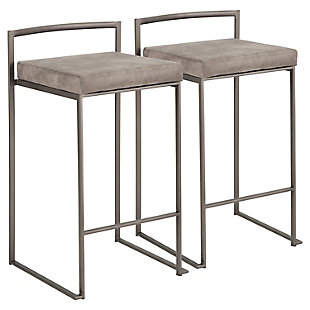 Fuji Industrial Stackable Counter Stool (Set of 2), Beige, large
