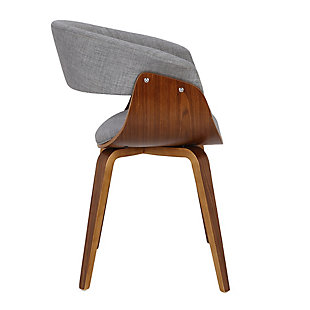 Blending sleek curves and striking lines, this designer dining chair is a head-turning take on retro-inspired style. Bentwood profile is a cut above. Cushioned cutout upholstered seat seamlessly blends form and feel-good comfort. Whether part of a dining arrangement or sitting solo as an accent or desk chair, it’s got so much flair.Made of wood with walnut-tone finish | Foam padded seat with polyester blend upholstery | Assembly required
